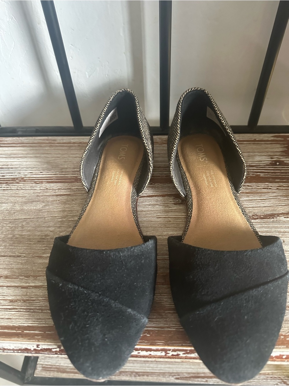 TOMS Black Women's D'Orsay Pointed Flats